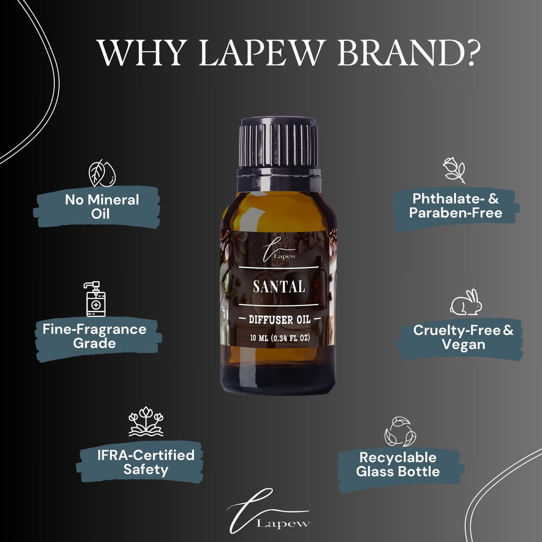 Lapew Santal Waterless Diffuser Oil | Fragrance Oil for Nebulizer & Cold Air Diffusers | Scented Home Oil | 0.34 fl oz