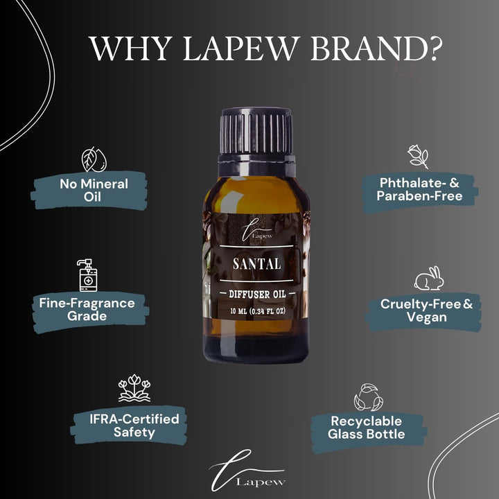 Lapew Santal Waterless Diffuser Oil | Fragrance Oil for Nebulizer & Cold Air Diffusers | Scented Home Oil | 0.34 fl oz
