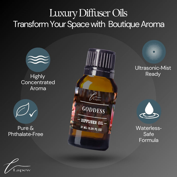 Lapew Goddess Waterless Diffuser Oil | Fragrance Oil for Nebulizer & Cold Air Diffusers | Scented Home Oil | 0.34 fl oz
