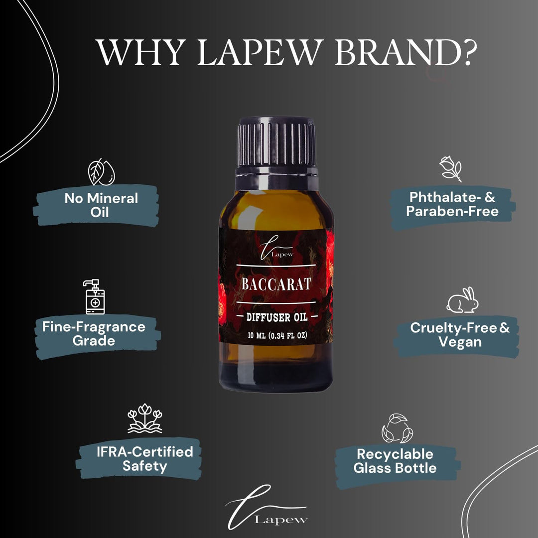 Lapew Baccarat Waterless Diffuser Oil | Fragrance Oil for Nebulizer & Cold Air Diffusers | Scented Home Oil | 0.34 fl oz