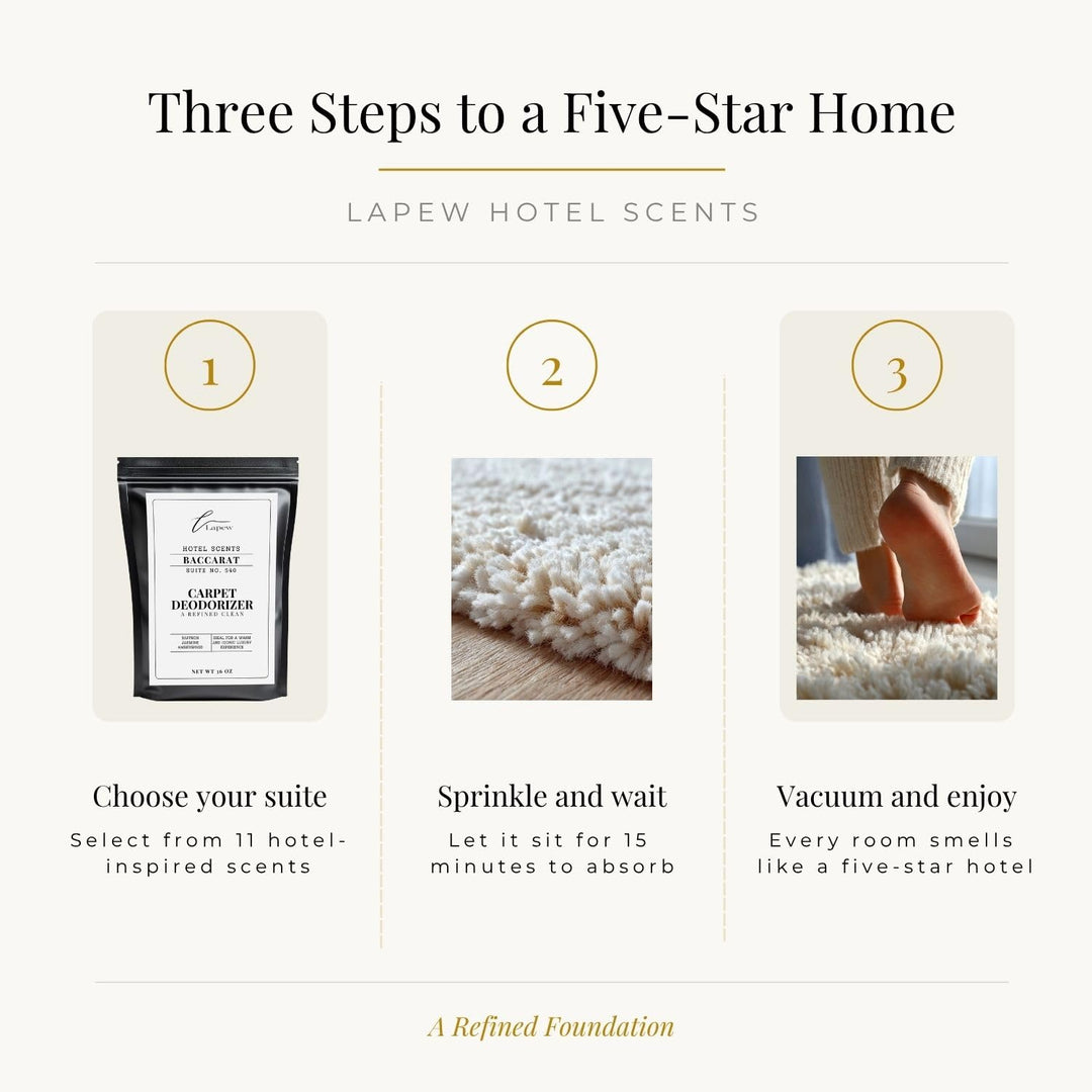 Lapew Hotel Scents Luxury Carpet Deodorizer Powder | Baccarat Suite 540 | Hotel Scented Carpet Freshener | 36oz