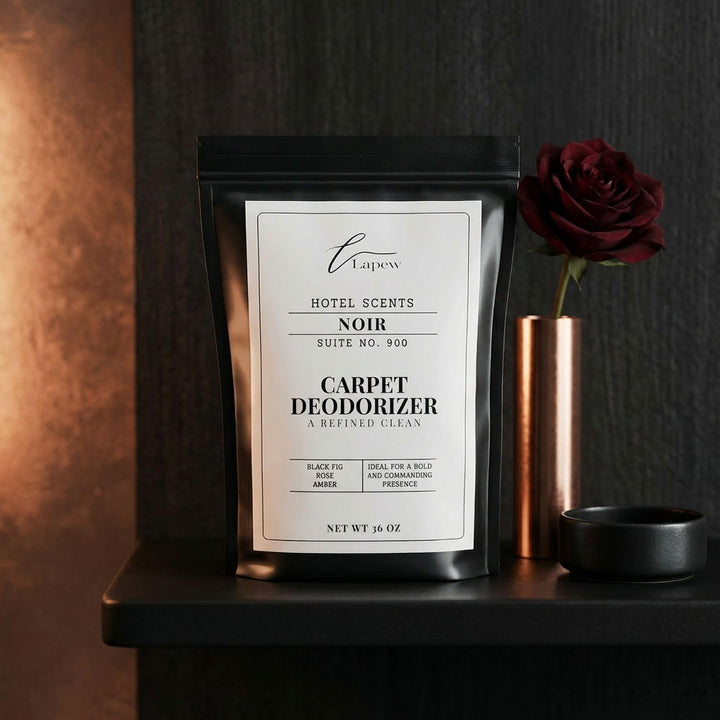 Lapew Hotel Scents Luxury Carpet Deodorizer Powder | Noir Suite 900 | Inspired by Nobu Hotel | Hotel Scented Carpet Freshener | 36oz