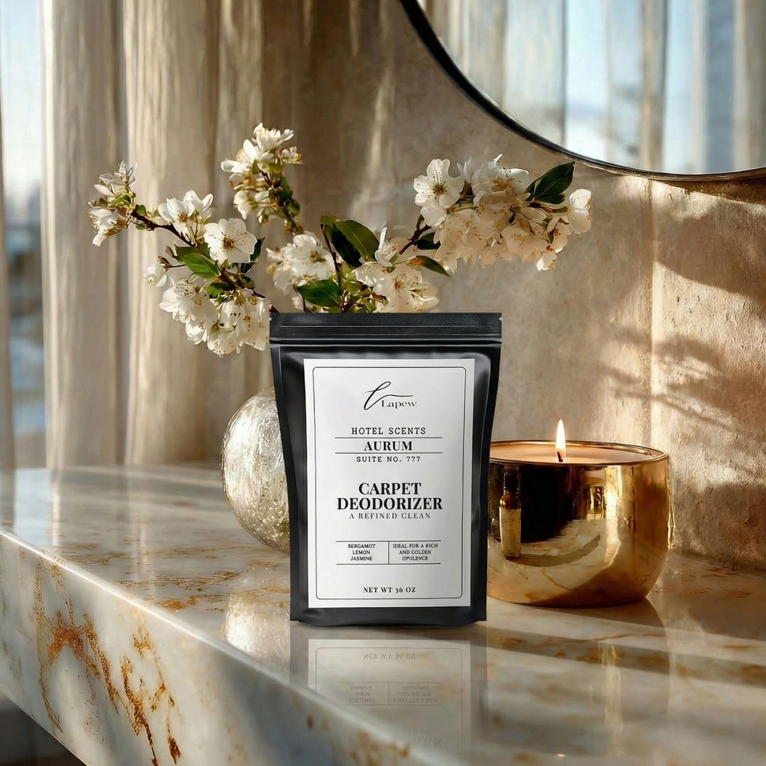 Lapew Hotel Scents Luxury Carpet Deodorizer Powder | Aurum Suite 777 | Inspired by the Bellagio Hotel | Hotel Scented Carpet Freshener | 36oz