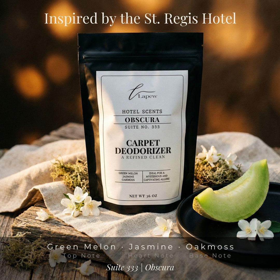Lapew Hotel Scents Luxury Carpet Deodorizer Powder | Obscura Suite 333 | Inspired by the St. Regis Hotel | Hotel Scented Carpet Freshener | 36oz