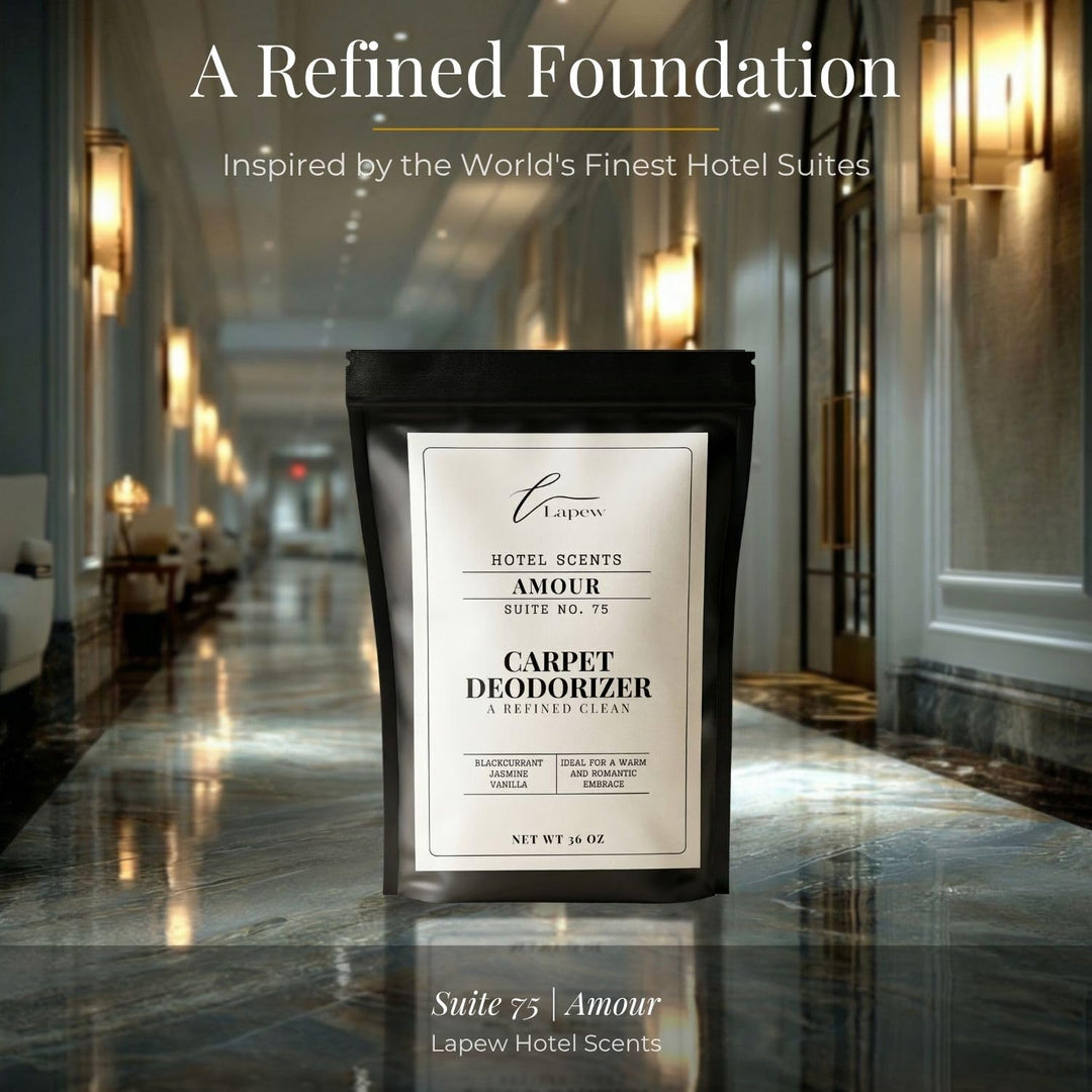 Lapew Hotel Scents Luxury Carpet Deodorizer Powder | Amour Suite 75 | Inspired by the Four Seasons Paris | Hotel Scented Carpet Freshener | 36oz