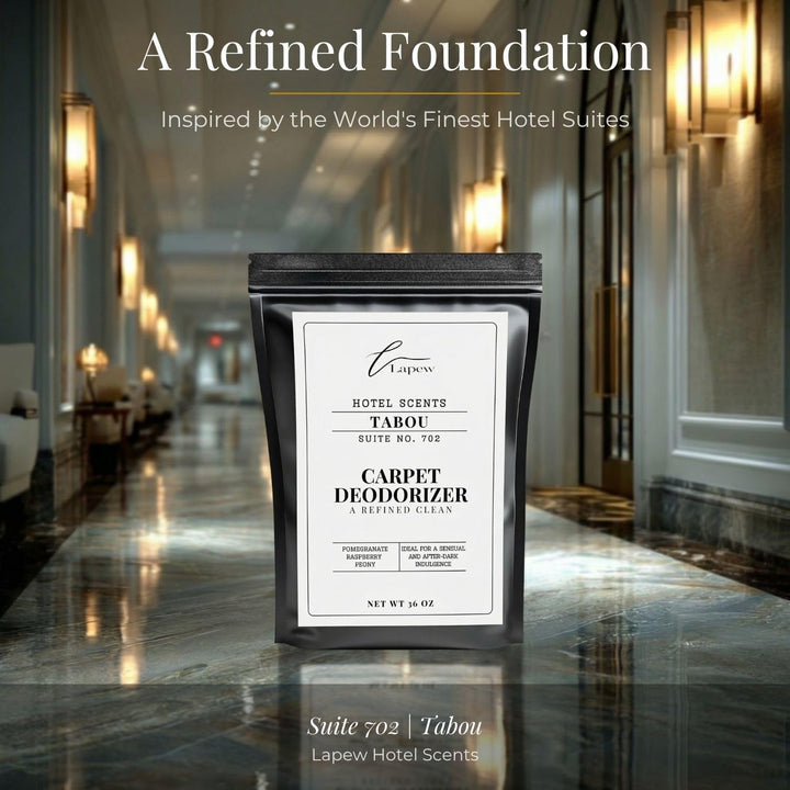 Lapew Hotel Scents Luxury Carpet Deodorizer Powder | Tabou Suite 702 | Inspired by the Palms Hotel Las Vegas | Hotel Scented Carpet Freshener | 36oz