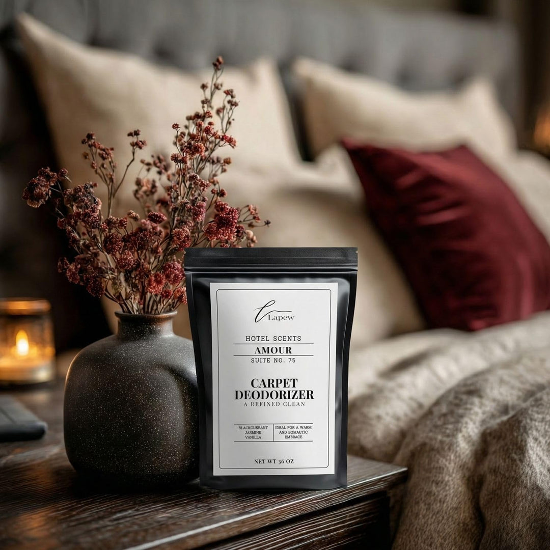 Lapew Hotel Scents Luxury Carpet Deodorizer Powder | Amour Suite 75 | Inspired by the Four Seasons Paris | Hotel Scented Carpet Freshener | 36oz