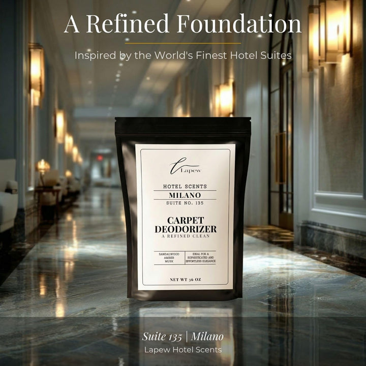 Lapew Hotel Scents Luxury Carpet Deodorizer Powder | Milano Suite 135 | Inspired by the Westin Hotel | Hotel Scented Carpet Freshener | 36oz