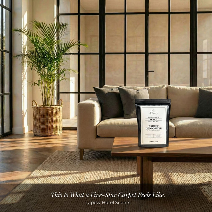 Lapew Hotel Scents Luxury Carpet Deodorizer Powder | Aurum Suite 777 | Inspired by the Bellagio Hotel | Hotel Scented Carpet Freshener | 36oz