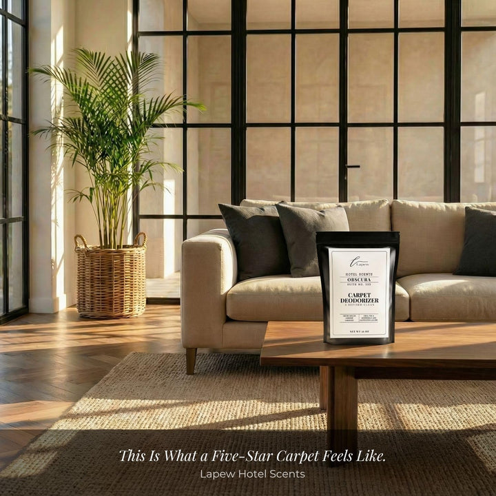 Lapew Hotel Scents Luxury Carpet Deodorizer Powder | Obscura Suite 333 | Inspired by the St. Regis Hotel | Hotel Scented Carpet Freshener | 36oz
