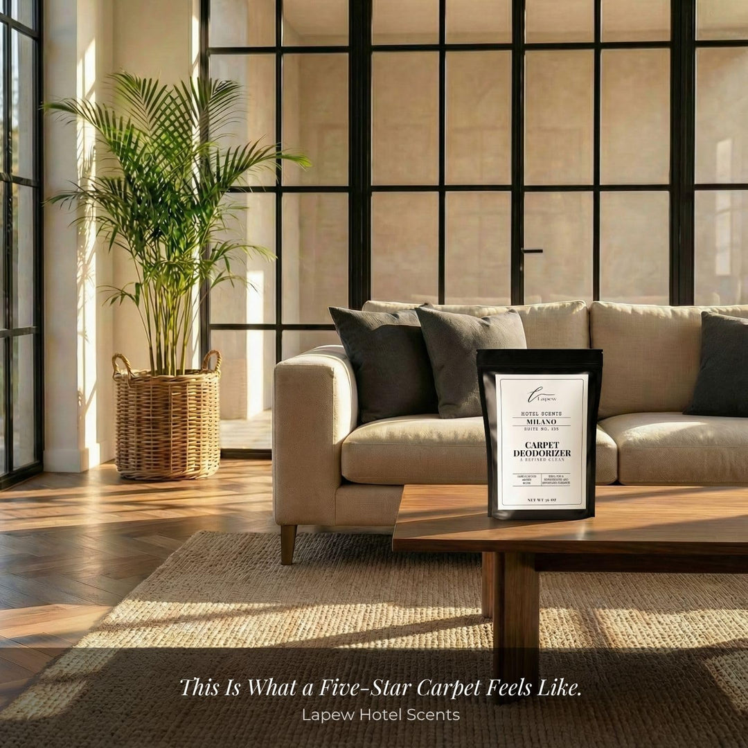 Lapew Hotel Scents Luxury Carpet Deodorizer Powder | Milano Suite 135 | Inspired by the Westin Hotel | Hotel Scented Carpet Freshener | 36oz