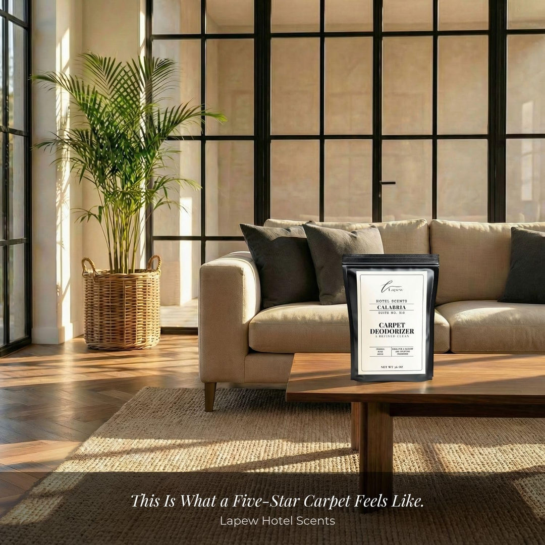 Lapew Hotel Scents Luxury Carpet Deodorizer Powder | Calabria Suite 310 | Inspired by W Hotels | Hotel Scented Carpet Freshener | 36oz