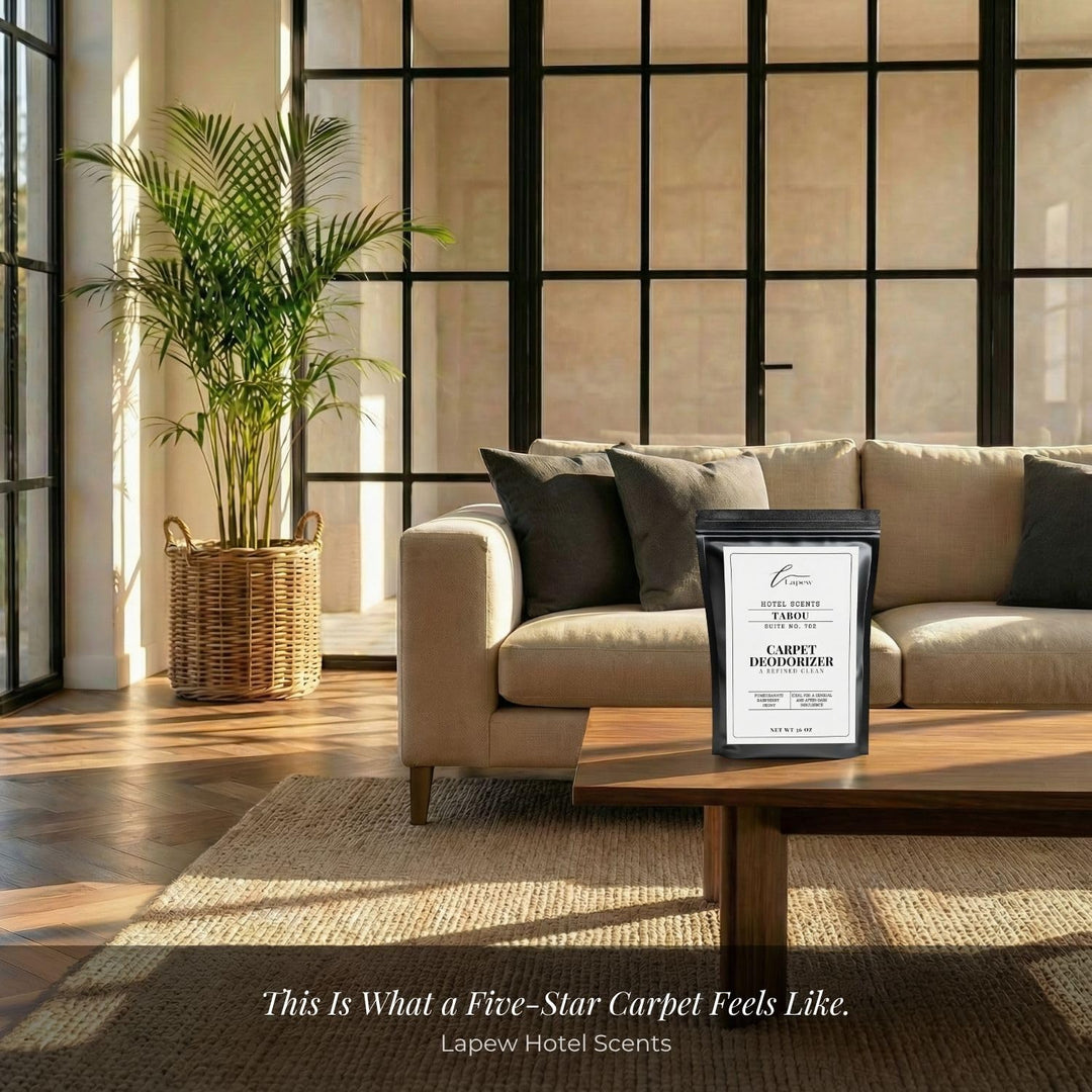 Lapew Hotel Scents Luxury Carpet Deodorizer Powder | Tabou Suite 702 | Inspired by the Palms Hotel Las Vegas | Hotel Scented Carpet Freshener | 36oz