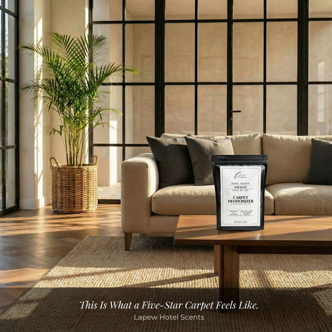 Lapew Hotel Scents Luxury Carpet Deodorizer Powder | Amalfi Suite 363 | Inspired by Marriott Hotels | Hotel Scented Carpet Freshener | 36oz