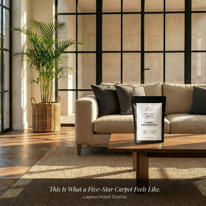 Lapew Hotel Scents Luxury Carpet Deodorizer Powder | Amour Suite 75 | Inspired by the Four Seasons Paris | Hotel Scented Carpet Freshener | 36oz